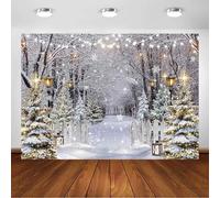 Avezano Winter Snowy Forest Backdrop - Winter Wonderland Street Scenery Christmas Party Decorations Photo Backdrops - Frozen Trees Photography Background (8x6ft)