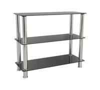 Avf 3-Tier Wide Shelving Unit - Black Glass & Chrome