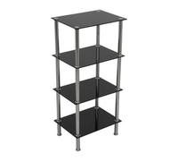 Avf 4-Tier Square Shelving Unit - Black Glass & Chrome