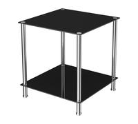 AVF T52 Living Room 2 Shelf Lamp Table in Black Glass with Chrome Legs
