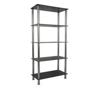 Avf 5-Tier Tall Shelving Unit - Black Glass & Chrome