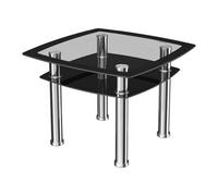 AVF 60cm x 60cm Lamp Table - Black Glass & Chrome, Black