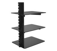 AVF AV Accessory Shelves Black - Three Floating Glass Shelves - 10kg Max