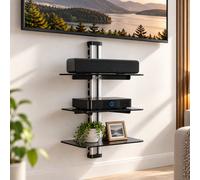 Avf Av Triple Accessory Shelving - Black Glass & Silver