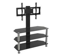 Avf Black Glass 90Cm Tv Stand With Tv Mounting Column, For Tvs 32-60" - Black/chrome