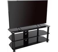 AVF Black Glass Corner TV Stand, 114cm, up to 55 Inch, Corner Design