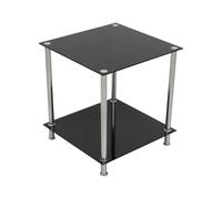 AVF T52 Living Room 2 Shelf Lamp Table in Black Glass with Chrome Legs
