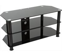 AVF Black Glass TV Stand - Black Glass and Metal Leg TV Unit Floorstand with Cable Management, 100cm Wide, For TVs Up to 50" & 40kg Max - SDC1000CMBB