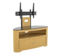 AVF Curved Wood TV Stand - Blenheim 1000mm Wide Floorstand Combi Unit Upto 65", With Universal VESA Mount, Oak & Black Glass, Open & Closed Storage