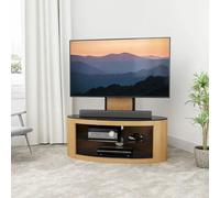Avf Buckingham 1000 Oak Tv Stand For Tvs Up To 65 Real Wood Veneer, Black Glass Shelf Storage, Corner Or Wall Placement Design