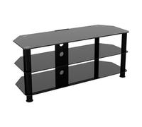 AVF Black Glass TV Stand - Glass and Metal Leg TV Unit Floorstand with Cable Management, 114cm Wide, For TVs Up to 55" & 45kg (Black)