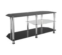 Avf Classic 1.14M Glass Corner Tv Stand With Vertical Storage For Tvs Up To 55" - Black & Chrome