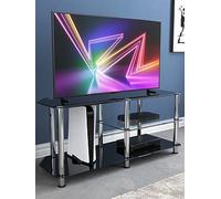 Avf Classic 1.14M Glass Corner Tv Stand With Vertical Storage For Tvs Up To 55" - Black & Chrome