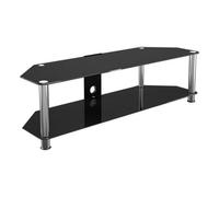 AVF Black Glass TV Stand - Large Glass and Metal Leg TV Unit Floorstand with Cable Management, 140cm Wide, For TVs Up to 65" & 60kg - SDC1400CM (Black & Silver)