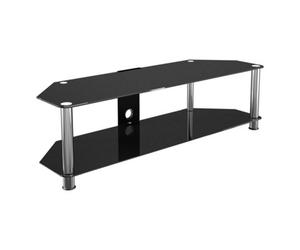 Avf Classic 1.4M Glass Corner Tv Stand With Cable Management For Tvs Up To 65" - Black & Chrome