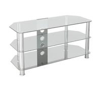 Avf Classic 1M Glass Corner Tv Stand With Cable Management For Tvs Up To 50" - Clear & Chrome