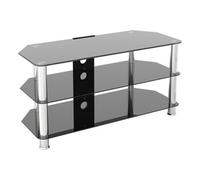 Avf Classic 100Cm Glass Tv Stand With Cable Management For Tvs Up To 50 Inch - Black Glass & Chrome