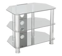 AVF Clear Glass TV Stand - Clear Glass & Chrome Metal Leg Corner TV Unit Floorstand with Cable Management, 60cm Wide, For TVs Up to 32" & 35kg - SDC600CMCC