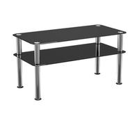 AVF Classic 80 x 40cm Glass Side Table - Black & Chrome, Black