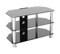 Avf Classic 80Cm Glass Corner Tv Stand With Cable Management For Tvs Up To 43" - Black & Chrome