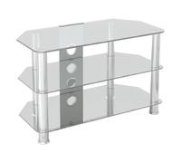 AVF Classic 2 Shelf Clear and Chrome Glass Corner TV Unit with Cable Management - AVF Group Ltd - Wilko