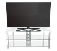 AVF Clear Glass TV Stand - Clear Glass & Chrome Metal Leg TV Unit Floorstand with Cable Management, 125cm Wide, For TVs Up to 60" & 45kg - SDC1250CMCC