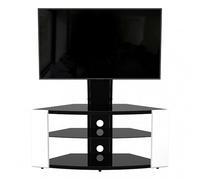 AVF Corner TV Stand with Bracket for 32-65” TVs - AVF Como Gloss White 1.08m TV Unit - VESA 600x400, Tempered Glass Shelves, Cable Management