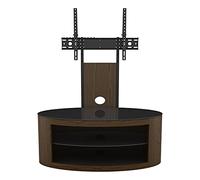 AVF Curved Wood TV Stand - Buckingham 1100mm Wide Floorstand Combi Unit Upto 65", Universal VESA Mount, Walnut & Black Glass, Open & Closed Storage