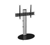 AVF Freestanding Column TV Stand - Silver Pedestal Column TV Stand With Universal VESA Bracket - For Up to 55" Screens - Swivel - Gloss Black Safety Glass Shelf Base - Premium Materials