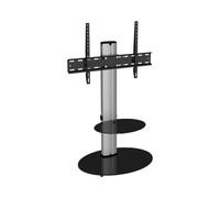 Avf Eno 60Cm Pedestal Tv Stand With Shelf, For Tvs 32-55" - Silver & Black Glass
