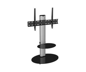 Avf Eno 60Cm Pedestal Tv Stand With Shelf, For Tvs 32-55" - Silver & Black Glass