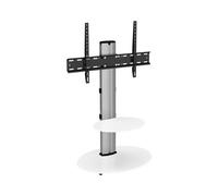 Avf Eno 60Cm Pedestal Tv Stand With Shelf, For Tvs 32-55" - Silver & White Glass