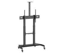 Heavy-Duty Mobile TV Cart for 60-100" TVs, 100kg Max - Height Adjustable 136.5-168.5cm, 15° Tilt, Rolling TV Stand with AV Shelf, Cable Management, VESA 200x200 to 1000x600