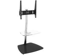 AVF Iseo FSL600ISBC Pedestal TV Stand with Bracket - Black Glass & Chrome, Black,Silver/Grey