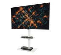 AVF LOFT TV Stand for 32-70 Inch TVs, Height Adjustable Swivel TV Floor Stand, Tempered Glass Shelves, Cable Management, White Steel Column, VESA 600x400, TV Stand for Living Room & Bedroom