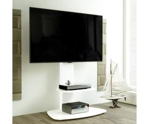 AVF Lucern TV Floor Stand, 65 Inch, Safety Glass Shelves, White