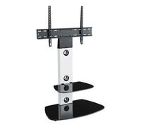 AVF Lucerne Satin White Column TV Stand for 32 to 65 inch, Black