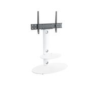 AVF Lugano Freestanding TV Floor Stand with Universal Mount - Satin White & White Glass, Integrated Cable Management, Fits 32-65 Inch TV