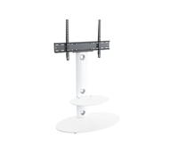 AVF Lugano Freestanding TV Floor Stand with Universal Mount - Satin White & White Glass, Integrated Cable Management, Fits 32-65 Inch TV