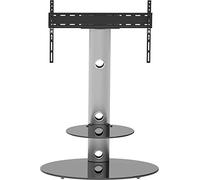 AVF Lugano Freestanding Oval TV Floor Stand with Universal Mount - Silver & Black Glass, Integrated Cable Management, Fits 32-65 Inch TVs