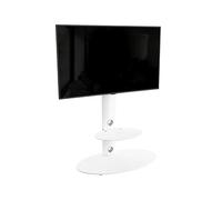 AVF Lugano Freestanding TV Floor Stand with Universal Mount - Satin White & White Glass, Integrated Cable Management, Fits 32-65 Inch TV