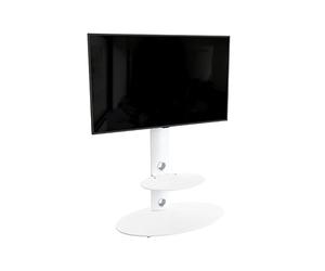 AVF Lugano Freestanding TV Floor Stand with Universal Mount - Satin White & White Glass, Integrated Cable Management, Fits 32-65 Inch TV