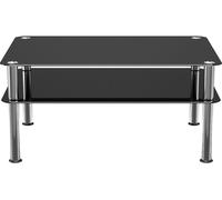 AVF Large Coffee Table, Black Glass with Chrome Legs