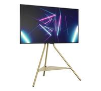 AVF Tiga Tripod TV Stand - Lightweight & Free-Standing 3-Leg Metal Unit with Shelf and Universal VESA Mount for Up to 65" TVs & 40kg (Gold)