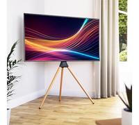 AVF Tripod TV Stand Unit - AVF Camden Three Leg Wooden Floor Stand for TVs Up to 65" & 30kg - Light Wood - Universal VESA - With Swivel