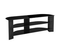 Black Glass Corner TV Stand 130cm, Upto 65" TVs, 3 Tier Unit, Shelves Cable Mgmt