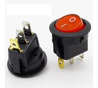 AVFORA 10pcs Red Light ON-Off SPST Round Rocker Switch 6A/250V 10A/125V AC Switches