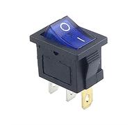 AVFORA 1PCS KCD1 2PIin 3Pin Boat Car Rocker Switch 6A/10A 250V/125V AC Red Yellow Green Blue Black Button KCD1 Switches (Color : Blue 3pin Lamp)