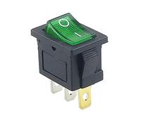 AVFORA 1PCS KCD1 2PIin 3Pin Boat Car Rocker Switch 6A/10A 250V/125V AC Red Yellow Green Blue Black Button KCD1 Switches (Color : Green 3pin Lamp)