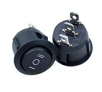 AVFORA 5PCS KCD1 Round Black 3 Pin SPST 3 Position ON-Off-ON 2 Position ON-Off Rocker Boat Switch 6A 220V 10A 125V Switches